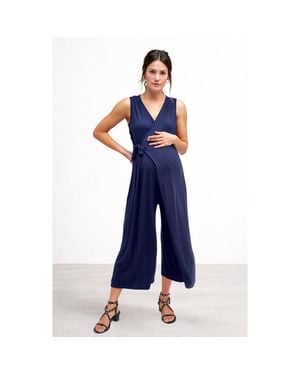 Nom Maternity Francesca Maternity & Nursing Cropped Jumpsuit - Blue