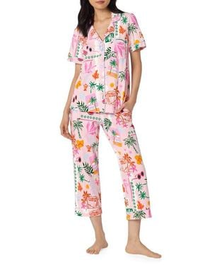 Bedhead Print Stretch Organic Cotton Crop Pajamas - Red