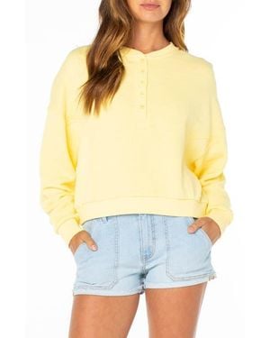 Roxy Overcast Relaxed Fit Crop Cotton Henley - Yellow