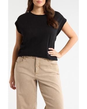 Wit & Wisdom Pointelle Stitch Trim Cotton Top - Black