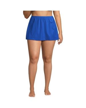 Lands' End Plus Size Slender Suit Swim Skirt - Blue