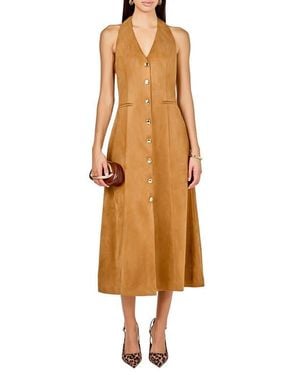 Endless Rose Faux Suede Sleeveless Midi Dress - Natural