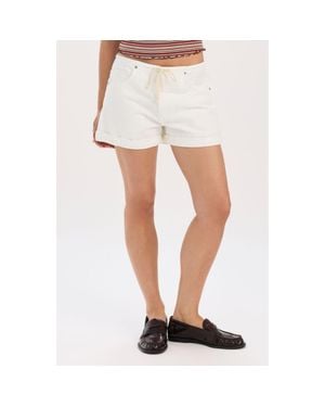 DAZE Maddie Tie Waist Denim Shorts - White