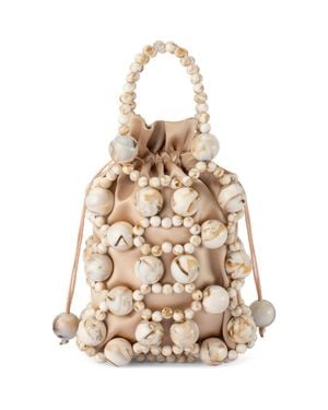 OLGA BERG Sammy Beaded Cage Bag - Natural