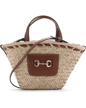 Mango Small Natural Fiber Top Handle Bag - Brown
