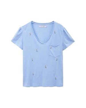 Billy T Sweet Embroidered Puff Shoulder T-Shirt - Blue