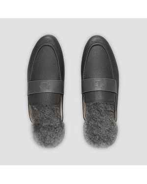 Toga Morten Leather Slippers - Gray