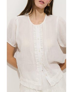 Alex Mill Brittany Ruffle Pintuck Top - Natural