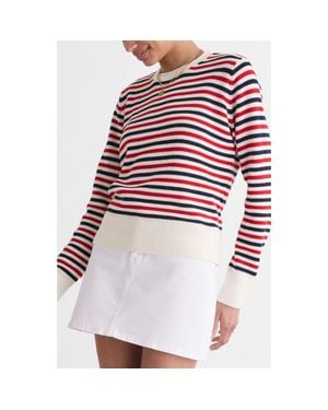 Vineyard Vines Stripe Cotton Roll Neck Sweater - Red