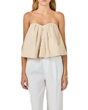 Endless Rose Strapless Pintuck Sweetheart Neck Top - Natural
