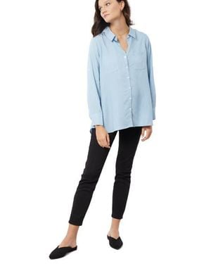 Ingrid & Isabel Button Down Maternity And Nursing Jean Shirt - Blue