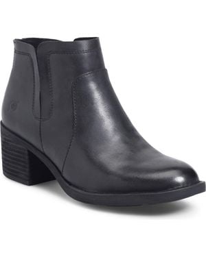 Børn Leather Stacked-Heel Bootie - Black