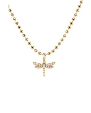 MADE BY MARY Opal Dragonfly Bead Chain Necklace - Metallic