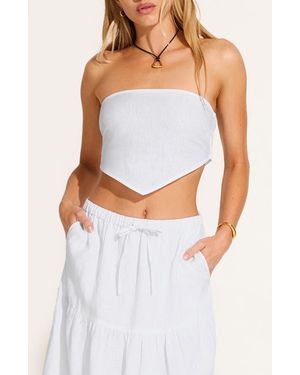Vitamin A Joni Scarf Strapless Crop Top - White