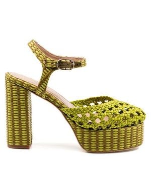Andrea Gomez Beatriz Raffia Platform - Metallic