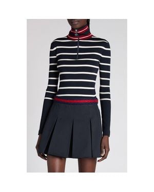 Moncler Virgin Wool Quarter Zip Pullover - Blue