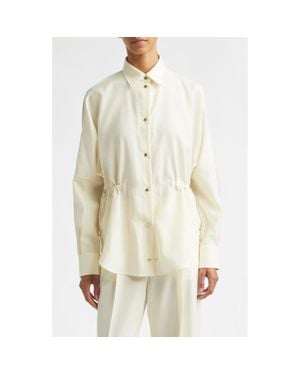 Moncler Mixed Media Snap-Up Shirt - White