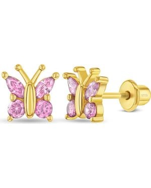 IN SEASON JEWELRY Dainty Cz Plated Butterfly Earrings - Metallic