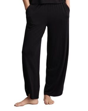 Barefoot Dreams Jersey Crop Wide Leg Pants - Black