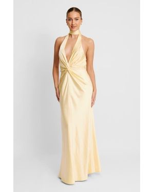 Six Stories Plunge Knot Satin Bridesmaid Dress - Natural
