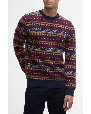 Barbour Easdale Fair Isle Wool & Cotton Crewneck Sweater - Red
