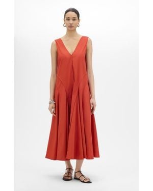 Another Tomorrow Full Skirt Dress - Red