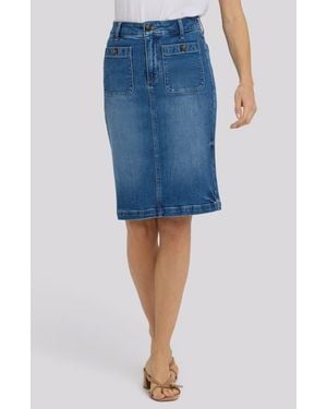 NYDJ Patch Pocket Denim Skirt - Blue