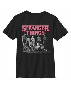 Stranger Things Boy's Title Logo Faded Graphic T-Shirt - Black