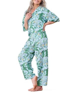 Printfresh Wildest Dreams Satin Pajamas - Blue