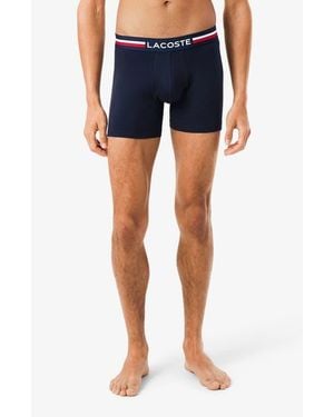 Lacoste Assorted 3-Pack Stretch Cotton Boxer Briefs - Blue