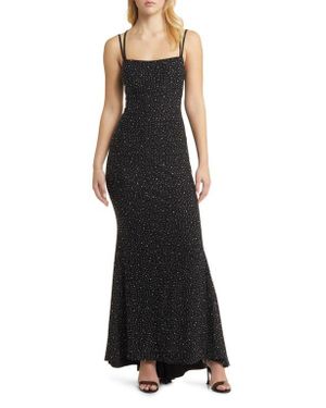 Jump Apparel Rhinestone Strappy Gown - Black
