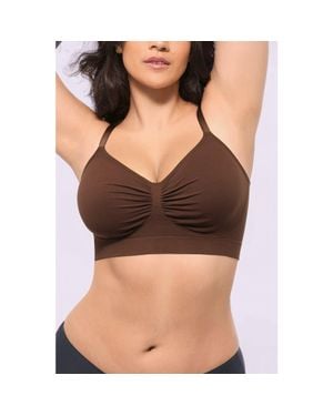 Shapellx Wireless Seamless Comfy Non Padded V Neck Bra - Black