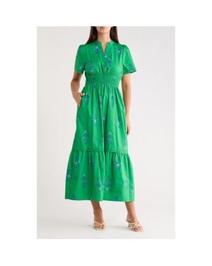 Sugarlips Lara Floral Print A-Line Dress - Green