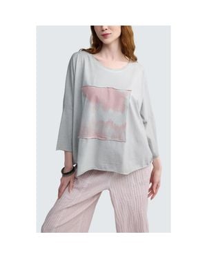 Luukaa Rowena Two-Tone Patch Pocket Top - Gray