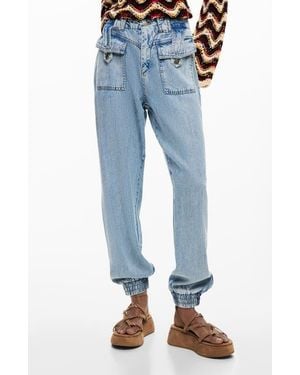 Desigual Ankle Cuff Straight Leg Jeans - Blue