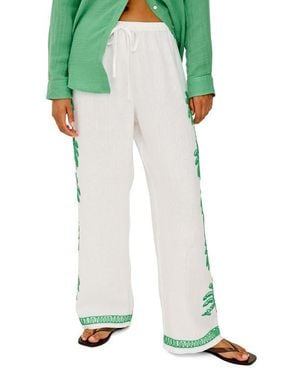 Rails Emmie Embroidered Palm Detail Linen Pants - White