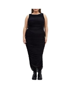 City Chic Halo Sleeveless Ruched Dress - Black