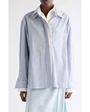 Acne Studios Soublera Layered Stripe Button-Up Shirt - Blue