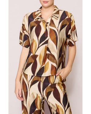 MELLODAY Easy Woven Pullover Shirt - Brown