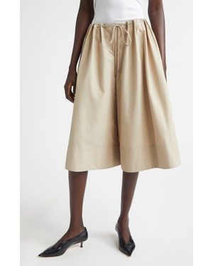 Brandon Maxwell The Sutton Elongated Cotton Blend Shorts - Natural