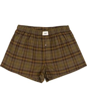 Oddli Plaid Boxers - Brown