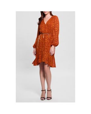Guess Deztiny Long Sleeve Dress - Orange