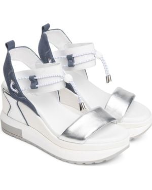 Nero Giardini Bungee Platform Wedge Sandal - White