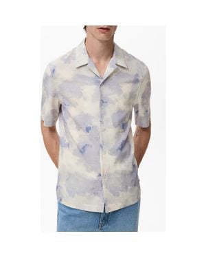 Mango Printed Bowling Shirt - Gray