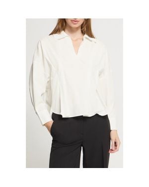 Ichi Ihlimmi Long Sleeve Open Collar Poplin Top - White