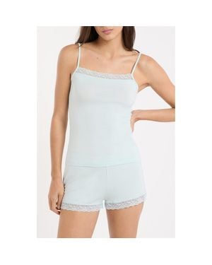 Etam Kitty Lace Trim Camisole - Blue