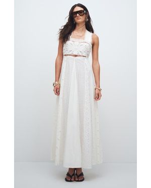 TOPSHOP Cutwork Broderie Mixed Trapeze Maxi Dress - White