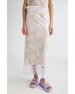 Collina Strada Yod Floral Print Lace Trim Midi Skirt - Multicolor