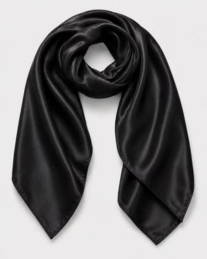 SILKSILKY Pure Silk Classic Elegant Square Scarf - Black