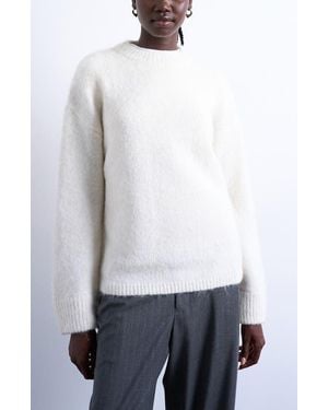 TOPSHOP Fluffy Oversize Crewneck Sweater - White